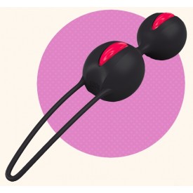 Чёрно-розовые вагинальные шарики Smartballs Duo